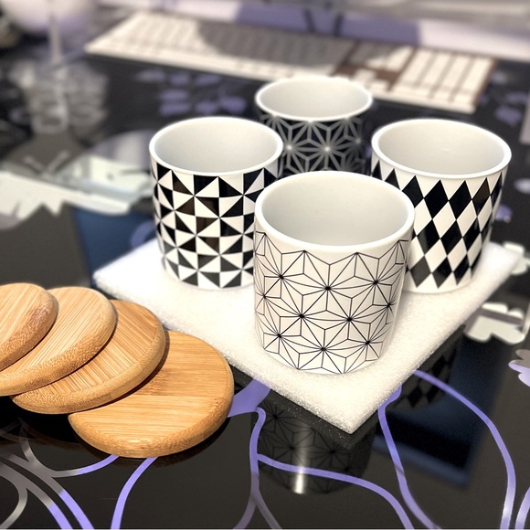 3 Inch Geometric Succulent Planter Pots with Drainage and Bamboo Tray - Picture 2 of 11